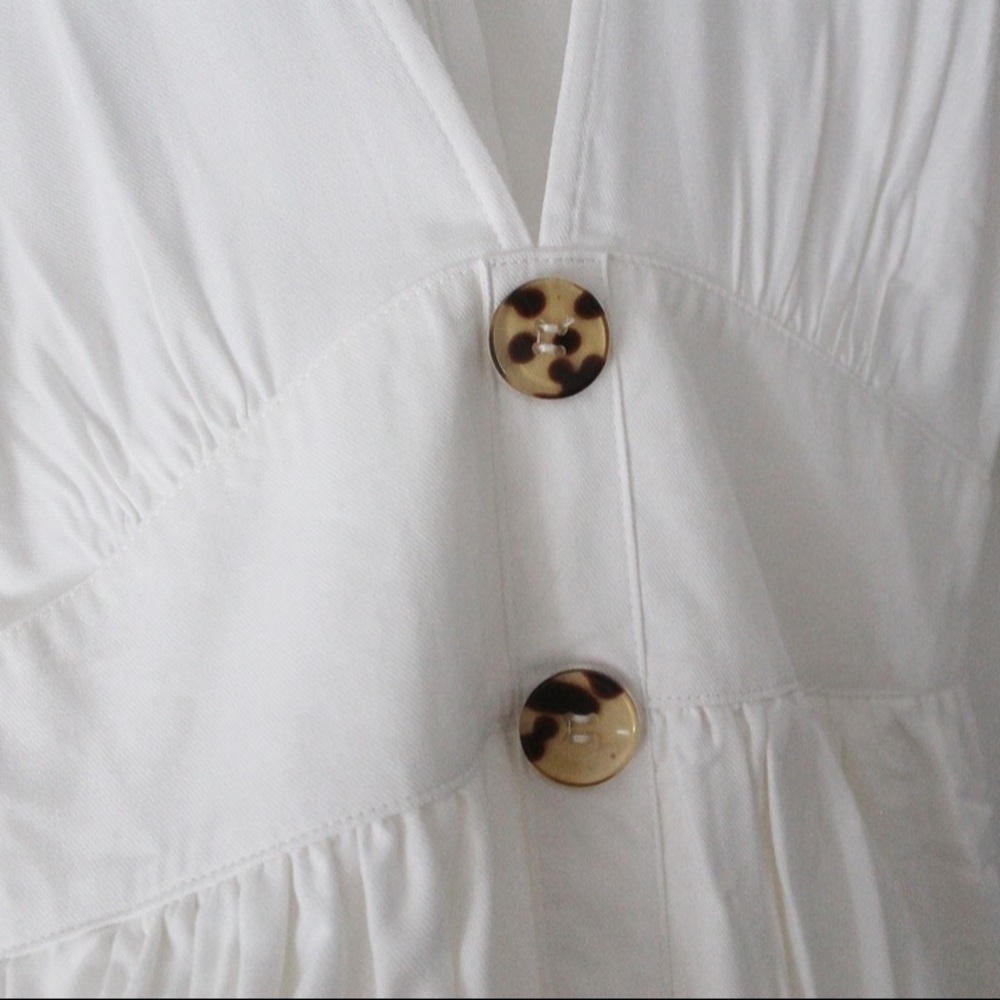 NWT LuLu’s White V Neck Flowy Wide Arm Dress L811 - Picture 2 of 7
